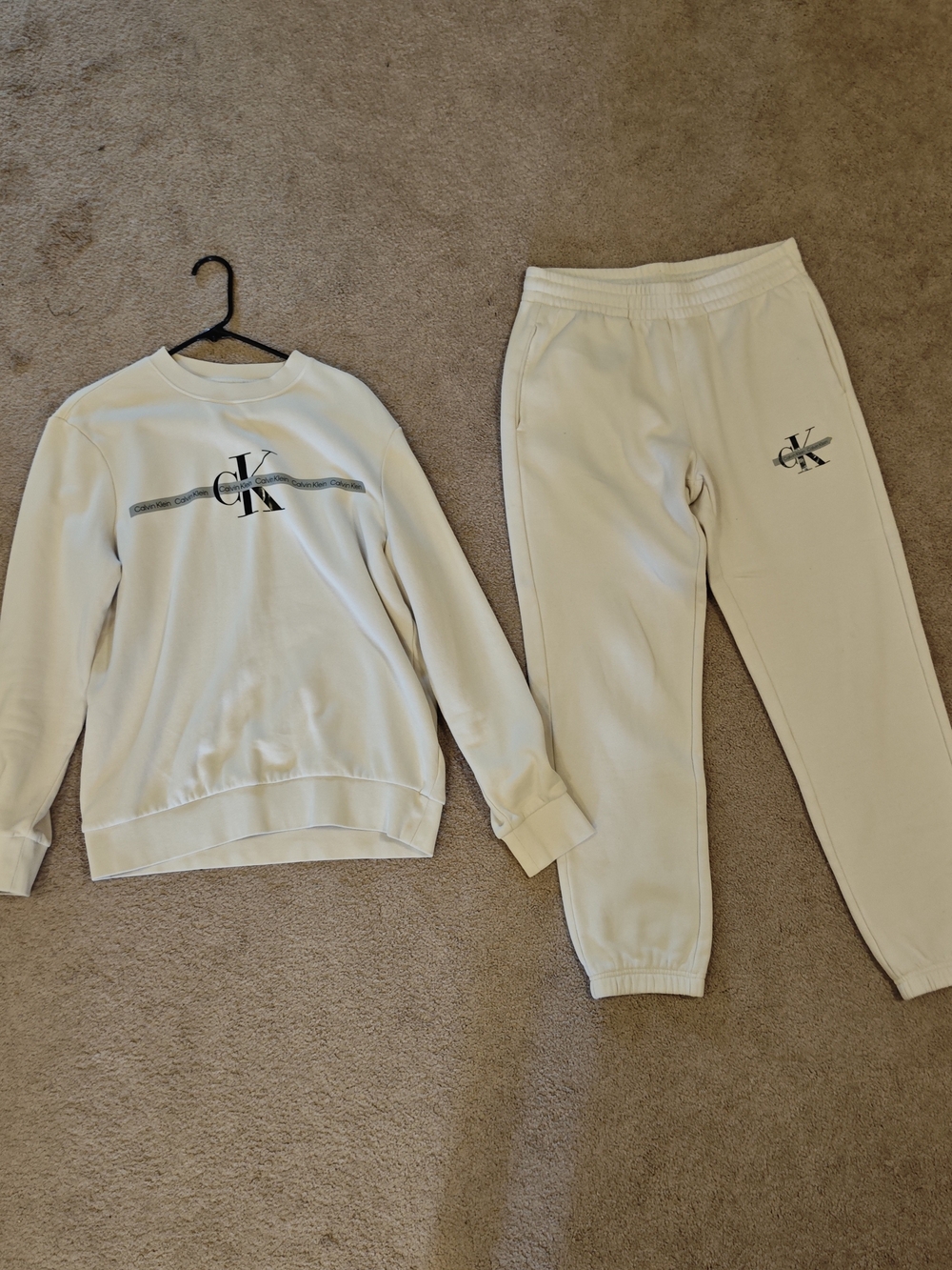 Calvin Klein Cream Logo Jogger Pants